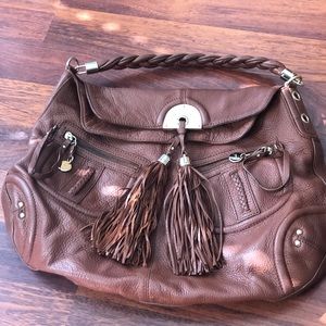 Bebe Cognac Fringe Handbag